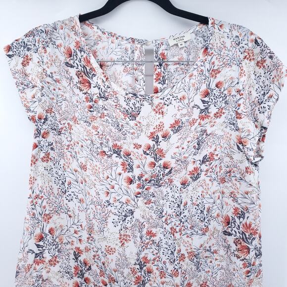 Marina Luna Womens Heritage Cottage Floral Print 100% Rayon Lightweight Blouse M - Picture 2 of 10